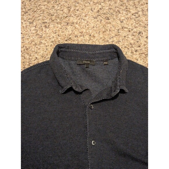 Vince Camuto Shirt Mens Large Button Down Blue Stretch Geometric Designer $125 - Picture 3 of 7